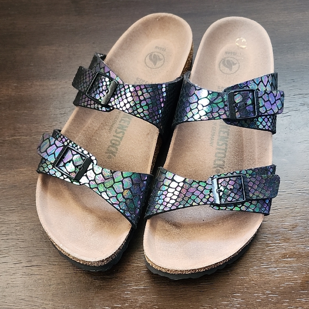 Birkenstock Iridescent Multi-Color Snake Print Arizona Sandals